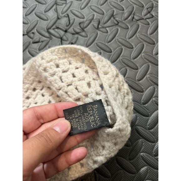 Banana Republic Beige Knit Wool Beanie Hat 100% Lambswool AOS Unisex Slouch - Picture 3 of 5